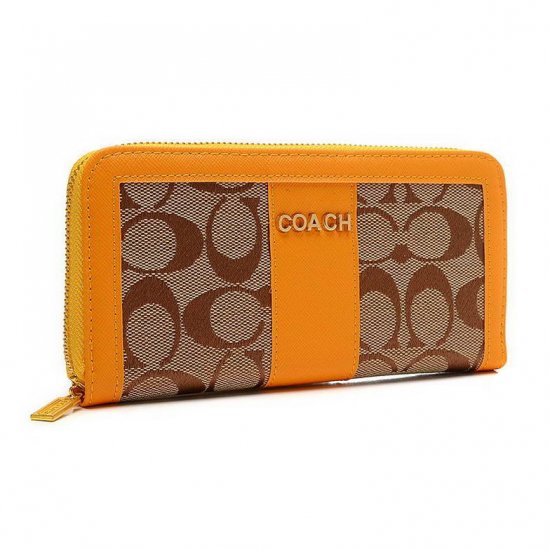 Coach Legacy Accordion Zip Large Yellow Wallets ETR - Click Image to Close